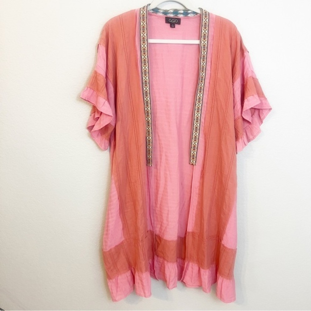Gio Gio Embroidered Ruffle‎ Kimono Small